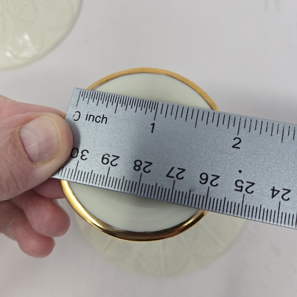 Lenox Monticello Candle Stick Holder Feather Leaf Design Gold Rim Classic Look - Picture 9 of 10